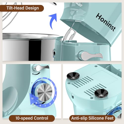 3-In-1 10-Speed 660W 6QT Tilt-Head Electric Stand Mixer Z4092