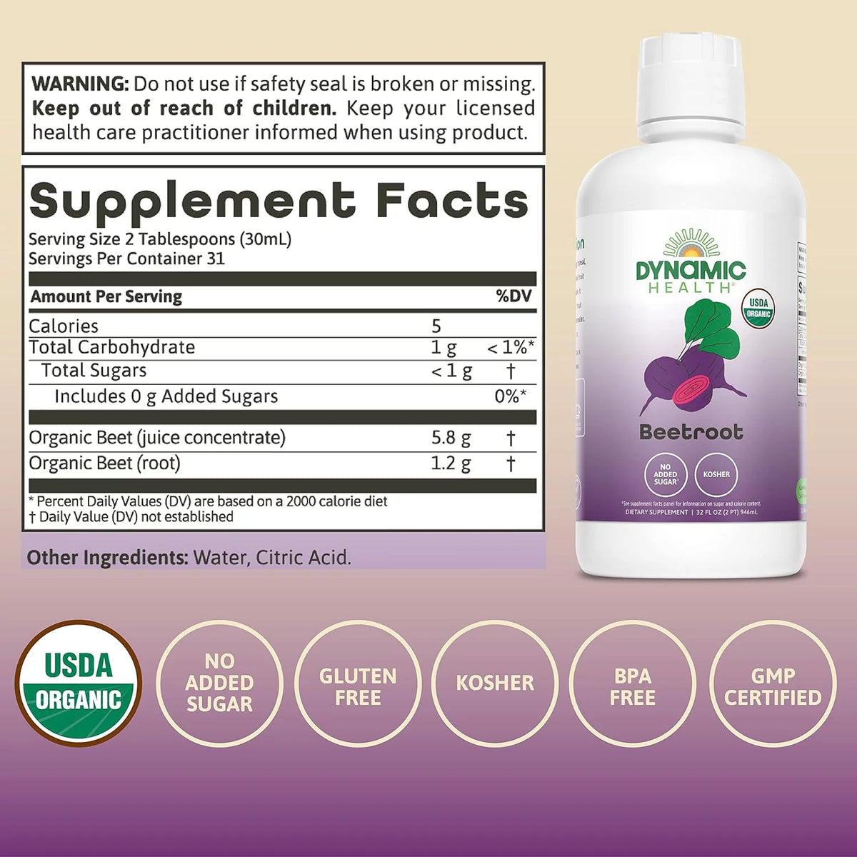 Certified Organic Beetroot Juice Concentrate, 32 oz U31250