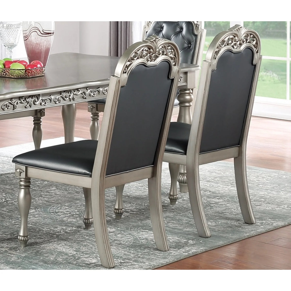 Grey Silver Rubberwood Upholstered Dining Chairs Set of 2 Z326337