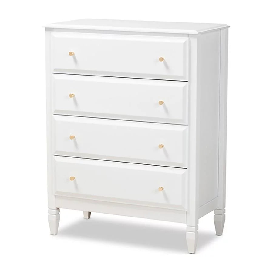 White 4-Drawer Wood Bedroom Chest N3861