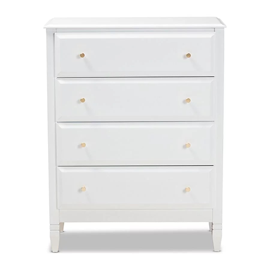 White 4-Drawer Wood Bedroom Chest N3861