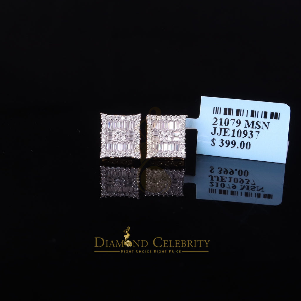 925 Silver Moissanite Baguette Stud Earrings P272