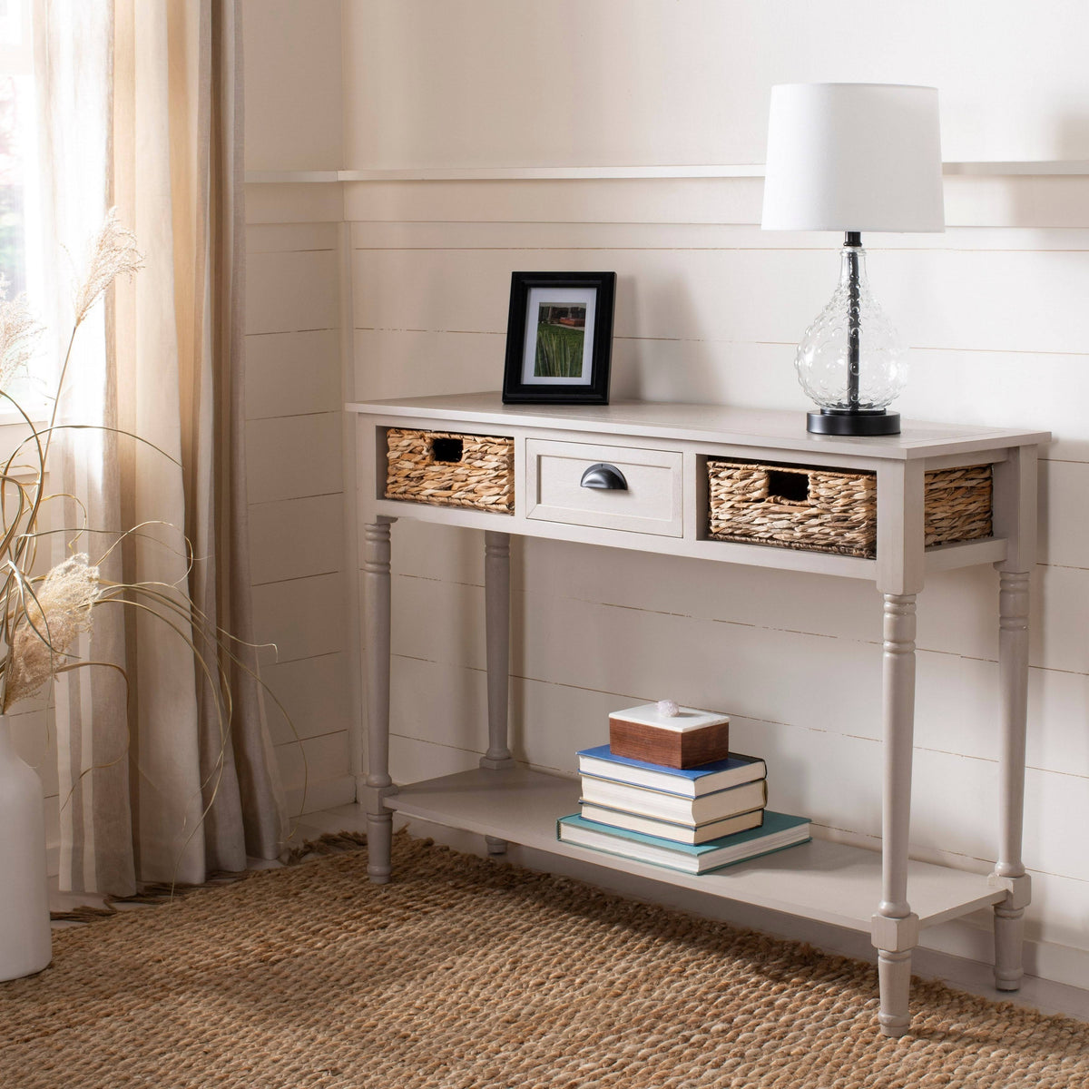 Vintage Grey Console Storage Table L479