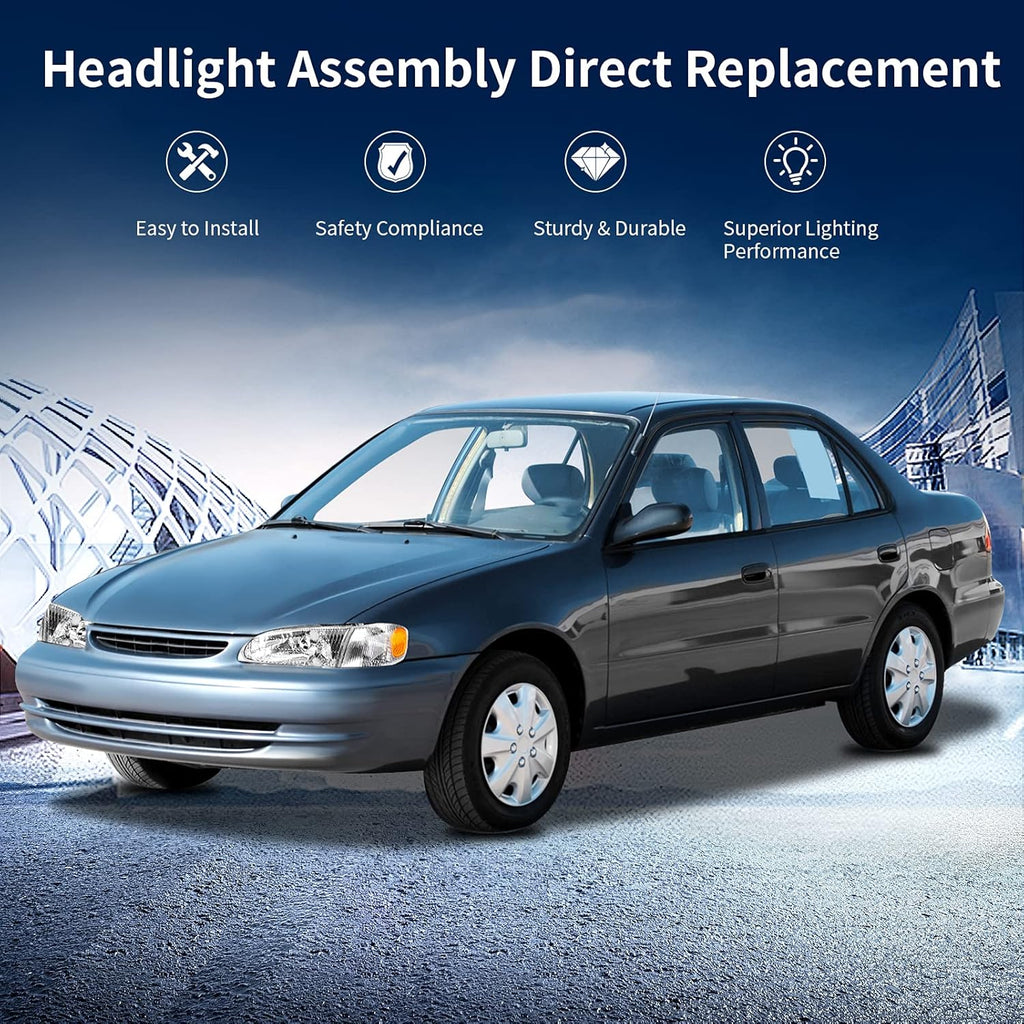 Headlight Assembly with Front Signal Lights Chrome Housing Clear Lens Amber Reflector F808488