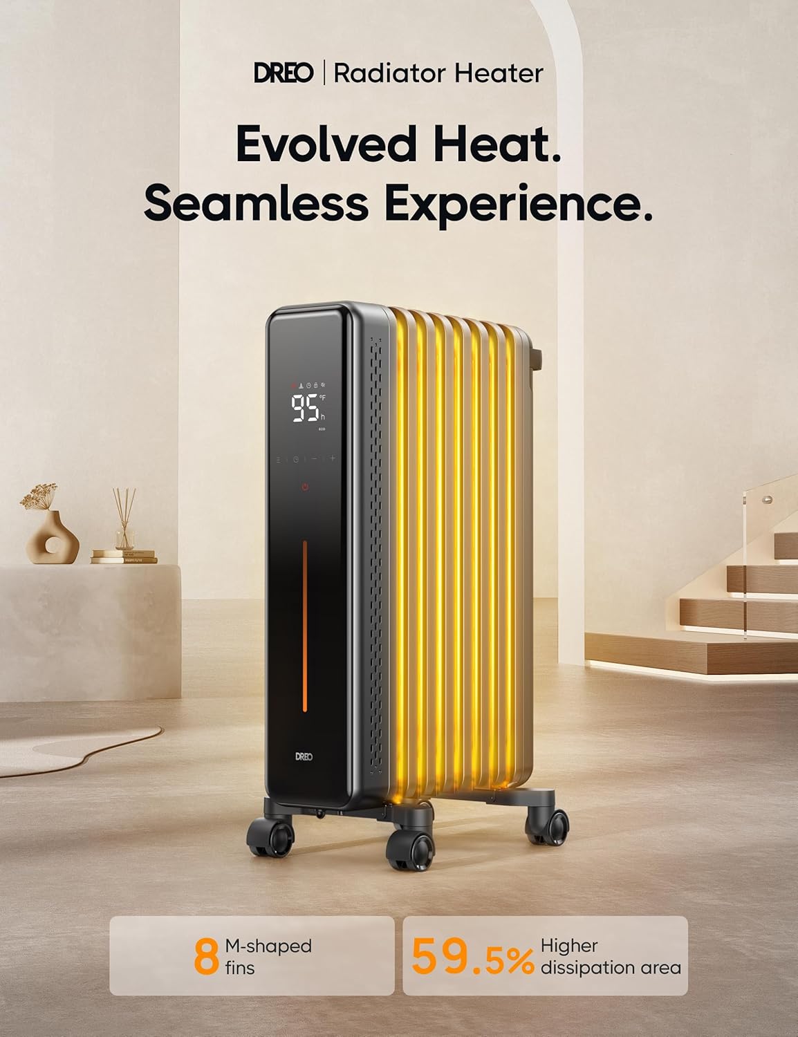 1500W Oil Filled Radiator Heater and 120° Oscillating Wall Mount Electric Space Heater Bundle G667618