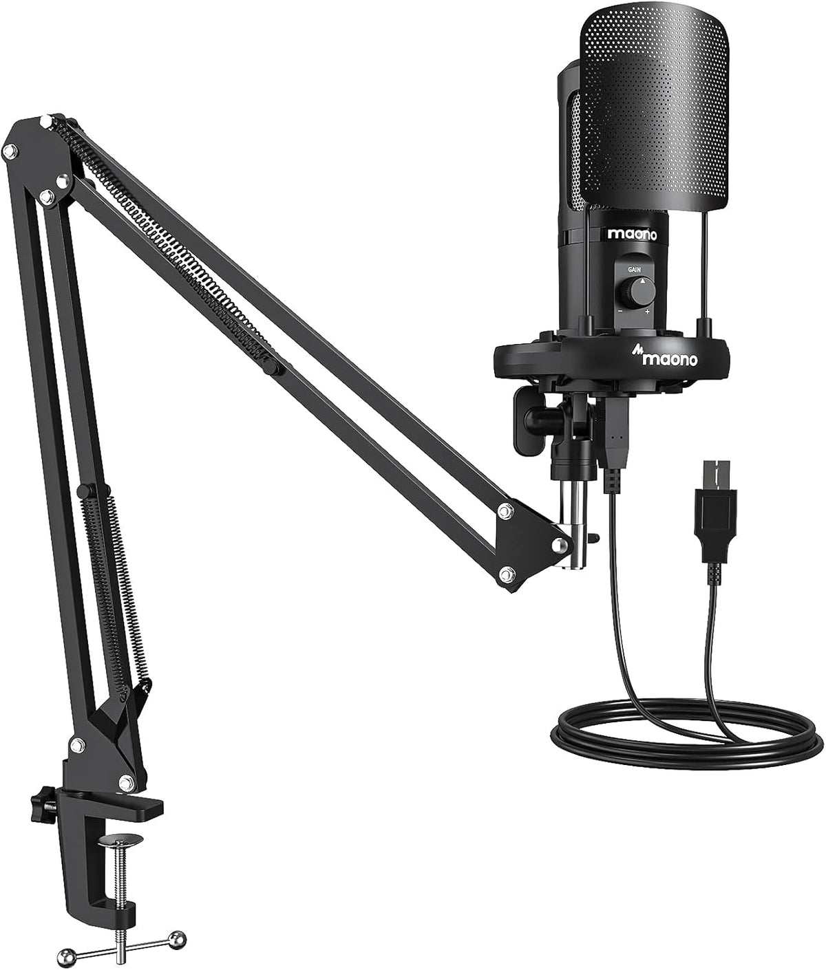 Podcast Microphone Kit with Gain Knob Pop Filter Arm Stand, Pack of 2 X339