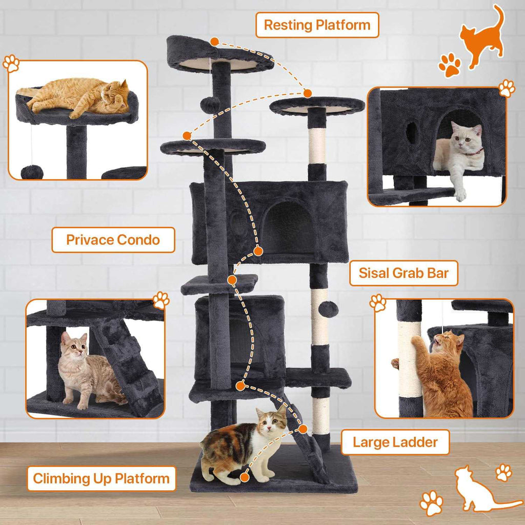 70-in Cat Tree Tower with Scratching Post X674542