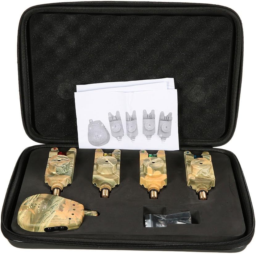 Wireless LED Fishing Bite Alarm Set with Case 3/4 Alarms + 1 Receiver H9361