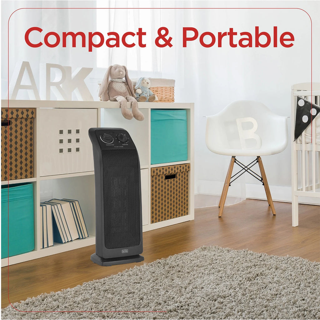 Black Oscillating Ceramic Tower Space Heater L643545