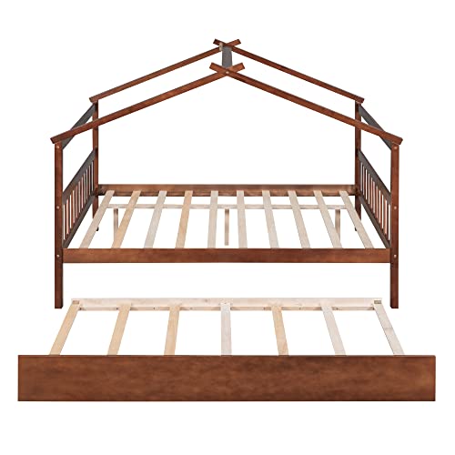 Full Size Solid Wood Platform Bed Frame with 2 Drawers T215302