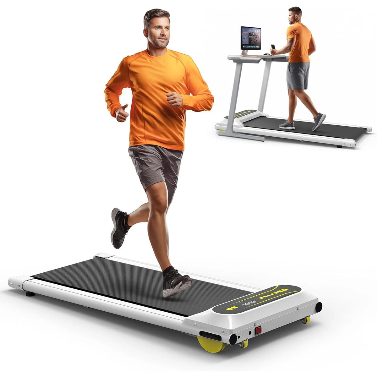 Walking Pad Treadmill Under Desk, 2.25HP Portable Mini Treadmill White U340