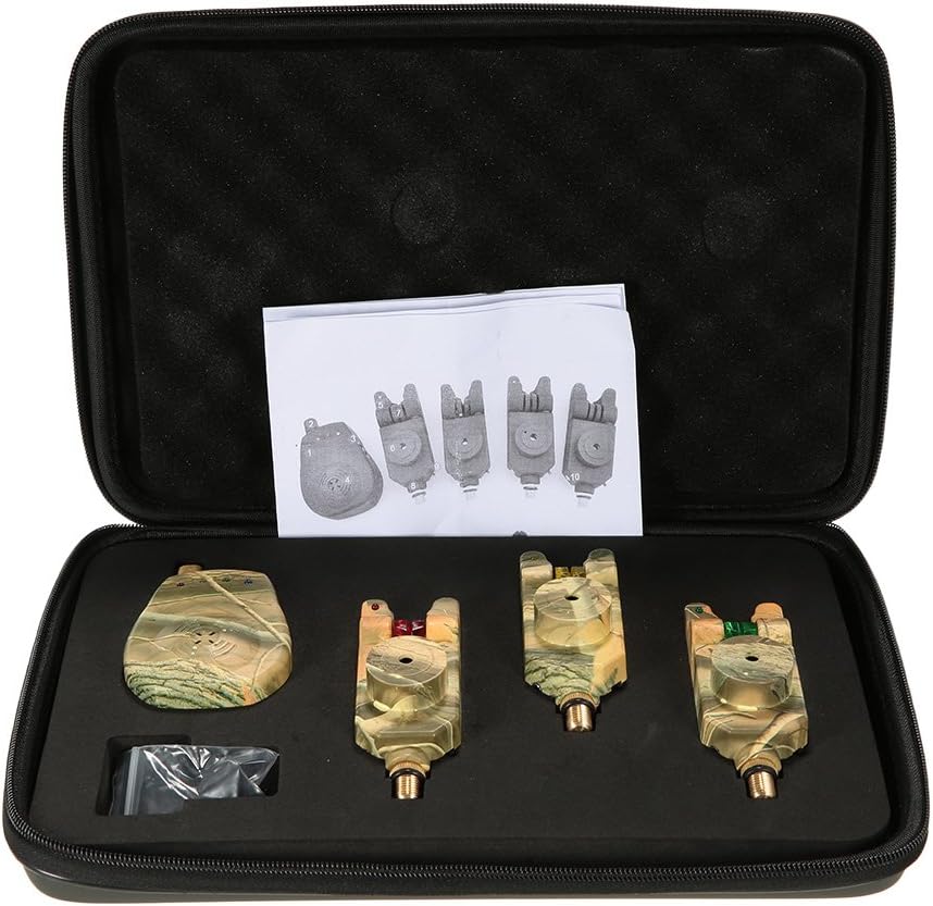 Wireless LED Fishing Bite Alarm Set with Case 3/4 Alarms + 1 Receiver H9361
