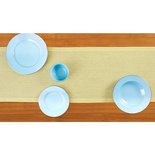 Linen Table Runner 90 Inches Long 100% Pure Linen Light Natural 14 x 90 Inch H58304