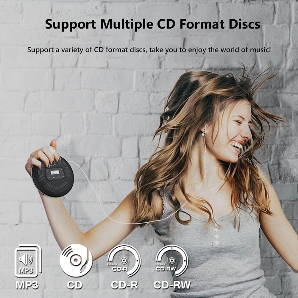 Portable CD Player with Bluetooth 5.0 and AUX Output, Black F91151