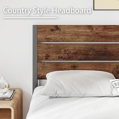 Rustic Brown Metal Full Bed Frame with Headboard and Footboard S98473