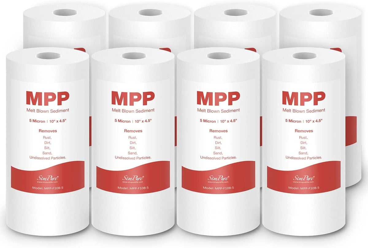 10" x 4.5" 5 Micron Whole House Sediment Water Filter Replacement Cartridge (8 Pack) X9588