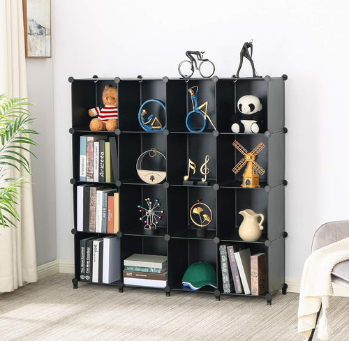 16-Cube Plastic Storage Cabinet Black Pack of 2 S2495