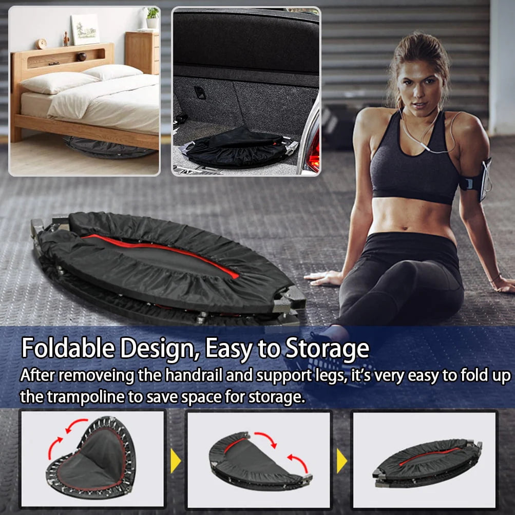 48'' Black Foldable Mini Fitness Trampoline with Handle C815377