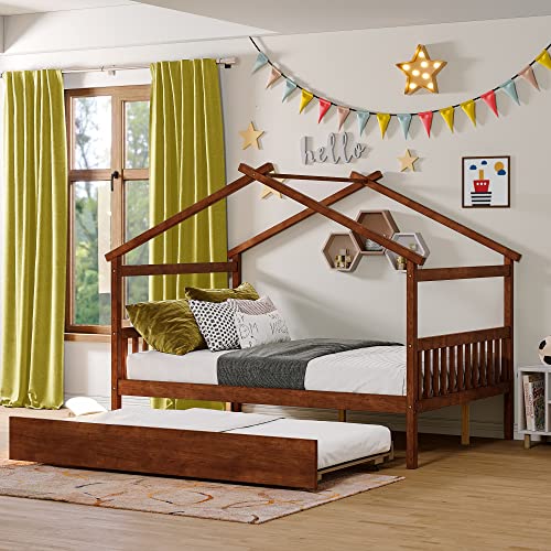 Full Size Solid Wood Platform Bed Frame with 2 Drawers T215302