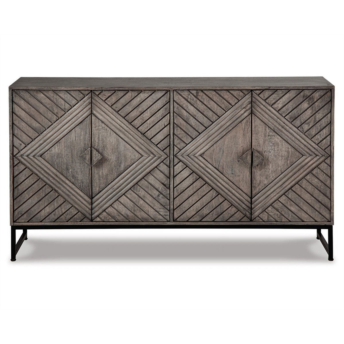Distressed Gray Wood Accent Cabinet D3885