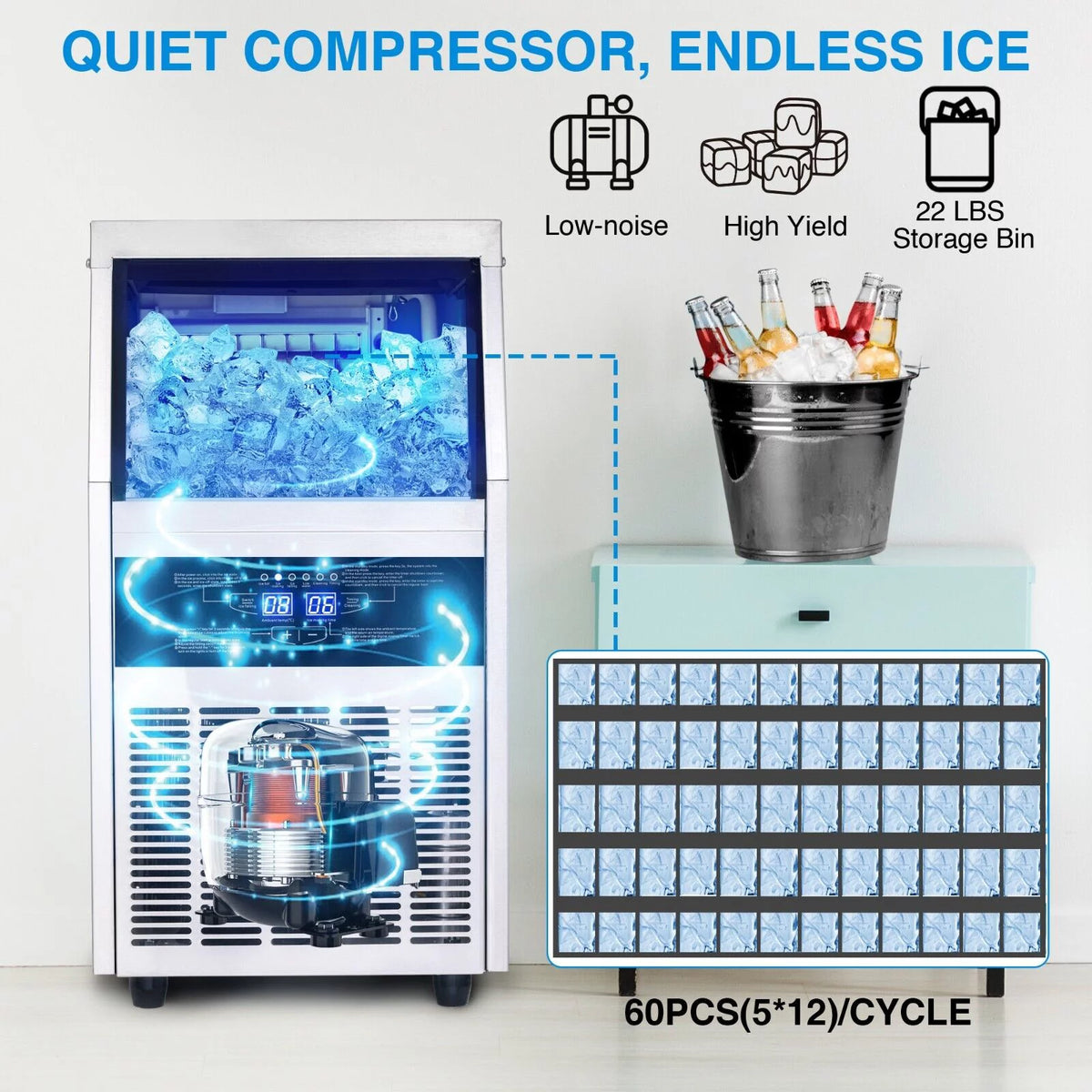 150lb Stainless Steel Commercial Ice Maker N43536