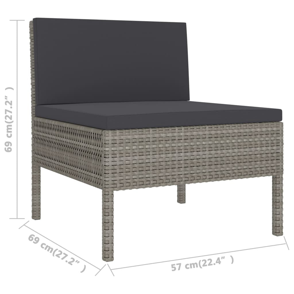 3 Piece Poly Rattan Outdoor Sectional Sofa Set with Cushions Steel Frame Z487