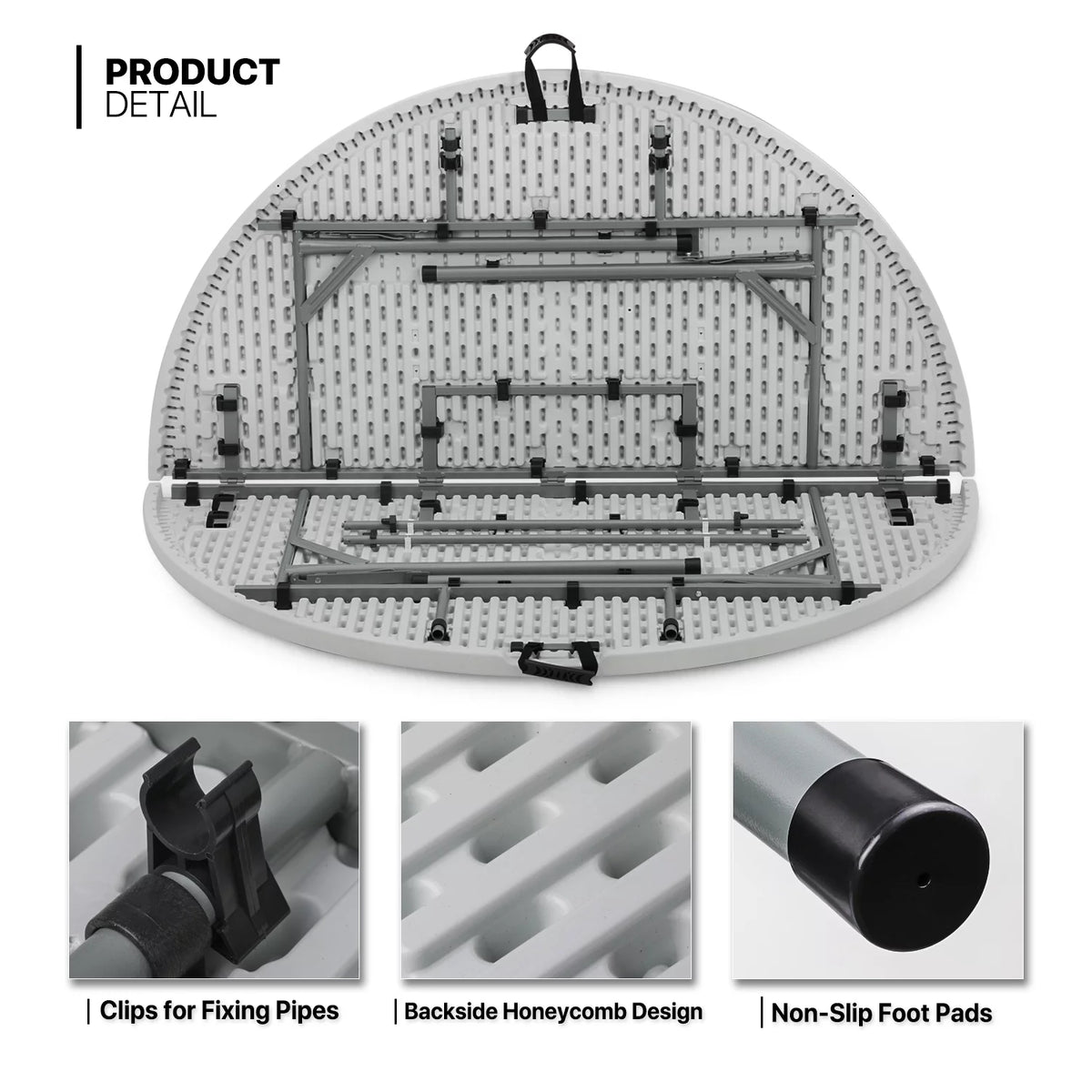 11 Pieces 5 Ft Plastic Folding Table Set with 10 Black Folding Chairs X2929