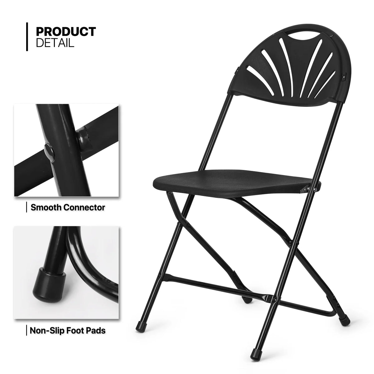 11 Pieces 5 Ft Plastic Folding Table Set with 10 Black Folding Chairs X2929