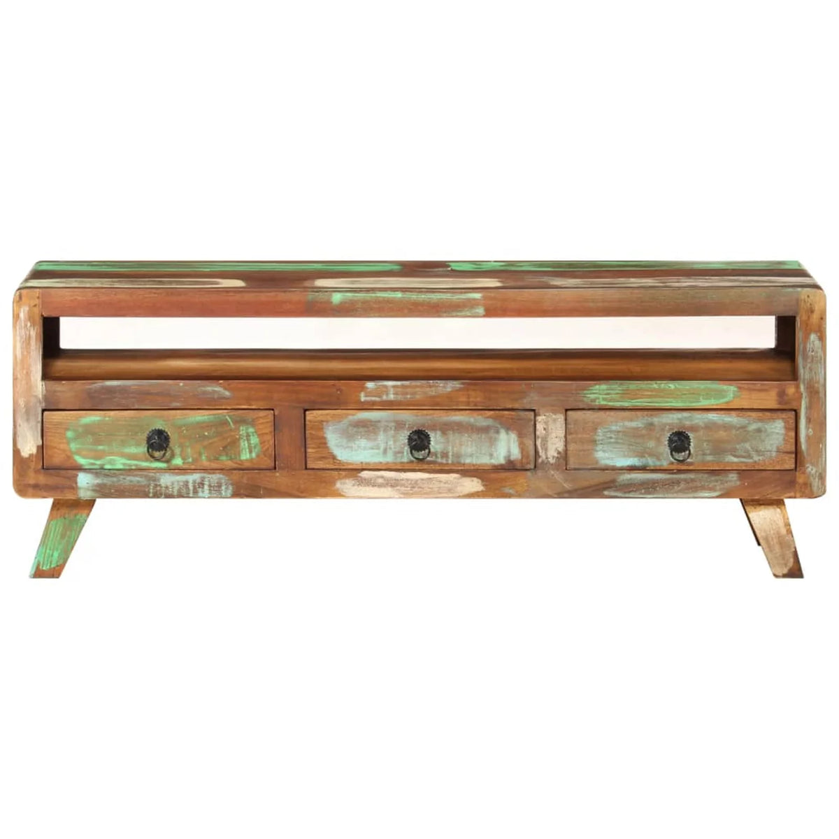 Reclaimed Wood TV Cabinet with 3 Storage Drawers Q371