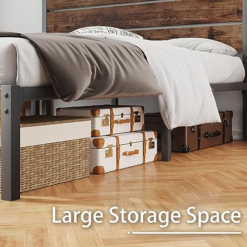 Rustic Brown Metal Full Bed Frame with Headboard and Footboard S98473