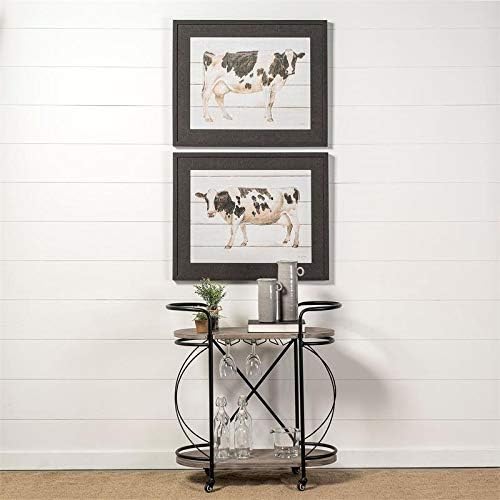 Black Two Tier Metal Bar Cart C70236
