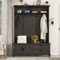Black Hall Tree with Storage Cabinet and 2 Drawers F177833