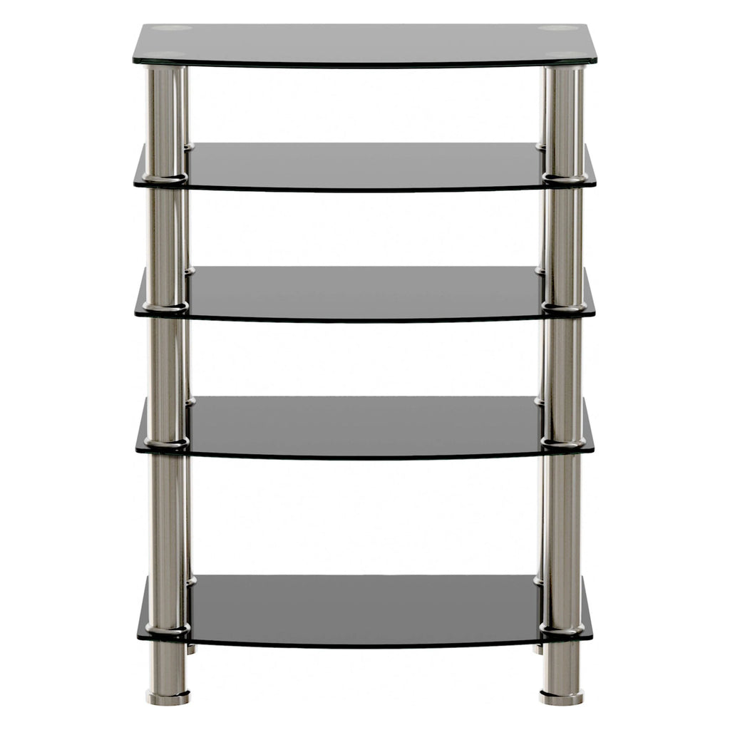 5-Tier Black Tempered Glass Side Table V90640