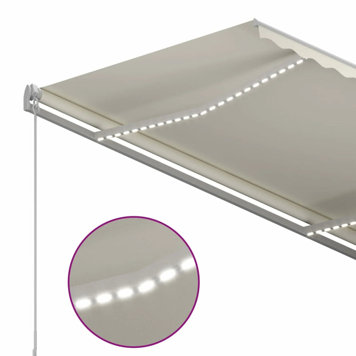 Cream Manual Retractable Awning with LED 118.1"x98.4" P17442
