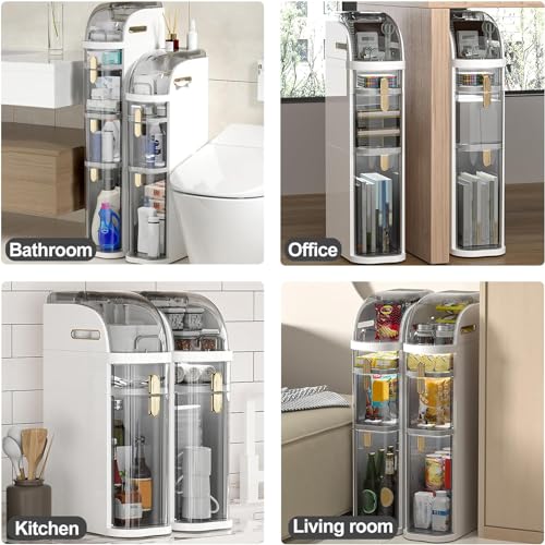 3/4/5 Tier Narrow Tall Slim Storage Cabinet with Clear Drawers F117387