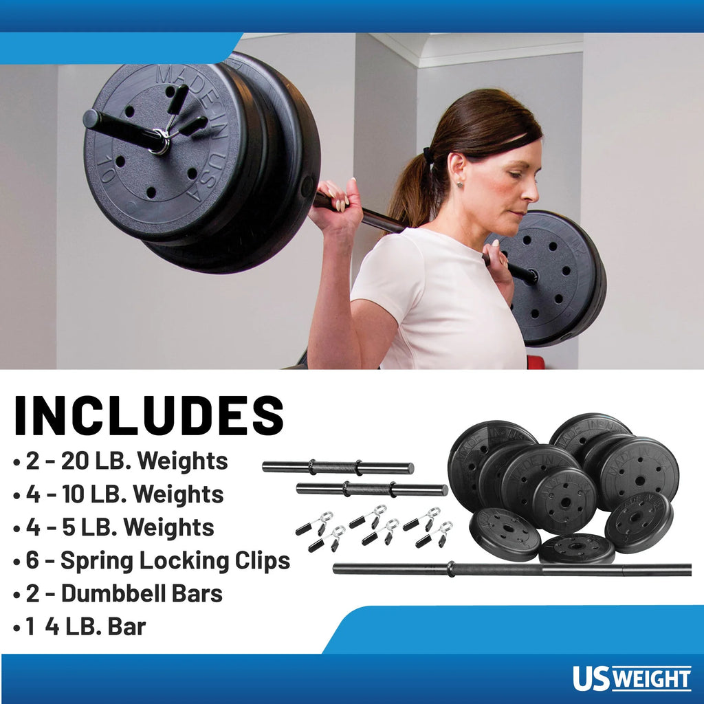 105 lb Barbell and Dumbbell Weight Set with 6-foot Bar O11678