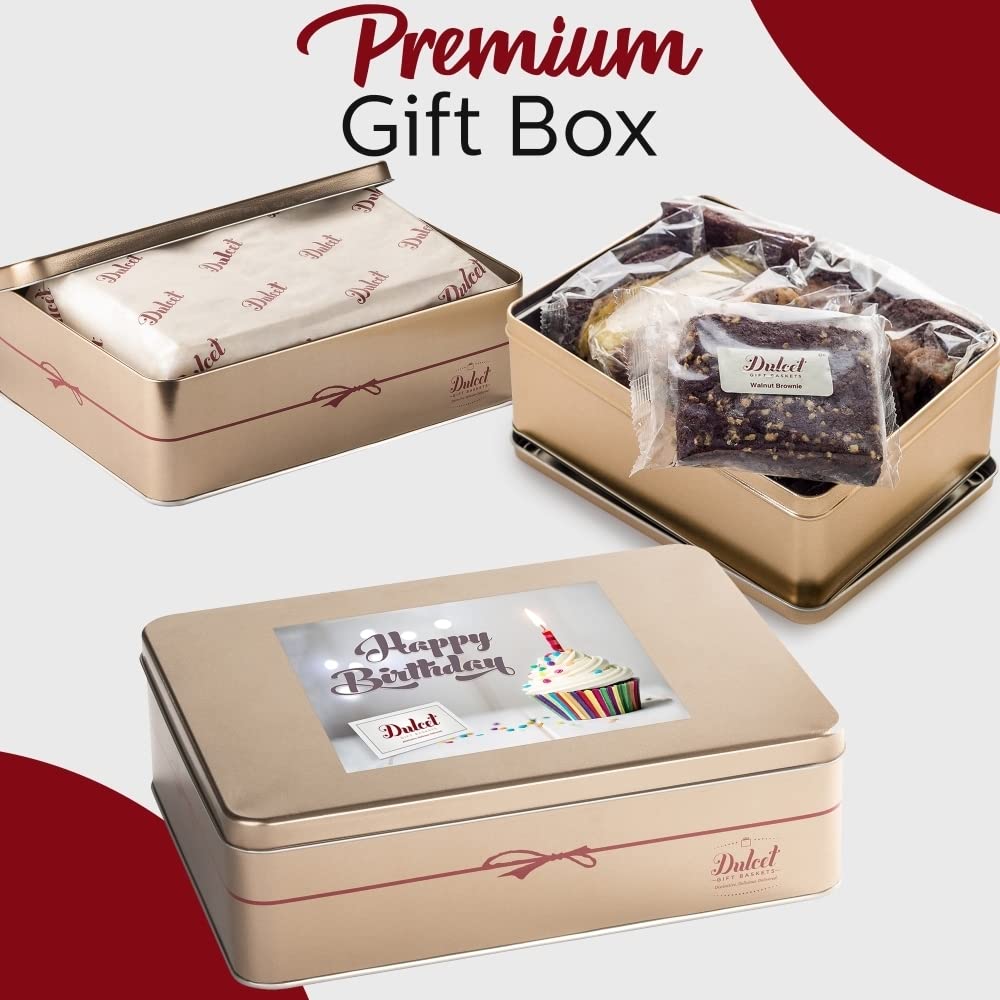 Birthday Celebration Gift Tin with Fresh Baked Cookies, Fudge Brownies & Flaky Rugelah T278