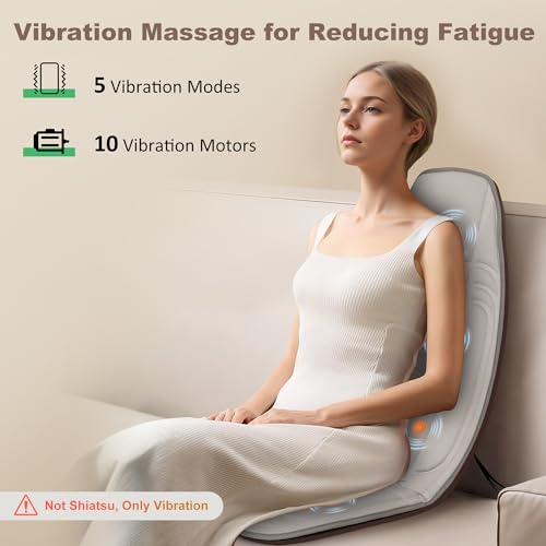 Beige Massage Chair Pad with Heat and Vibration Motors A365
