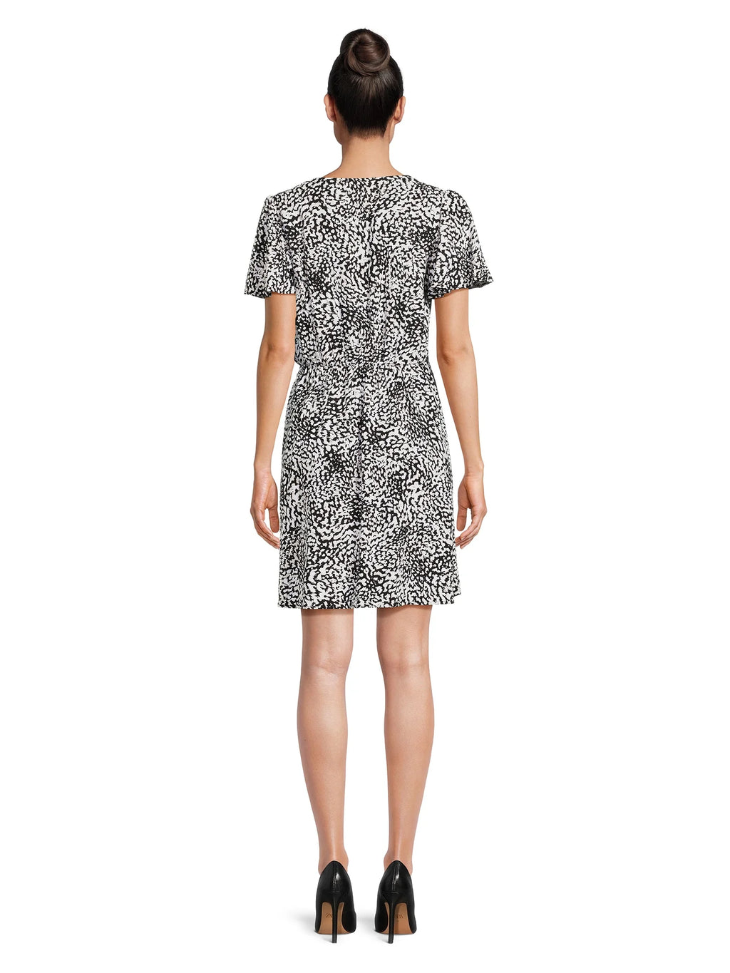 Flutter Sleeve Faux Wrap Dress P9089