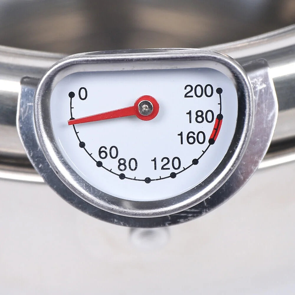 2.2L 304 Stainless Steel Deep Fryer Pot with Temperature Control Lid Z4127