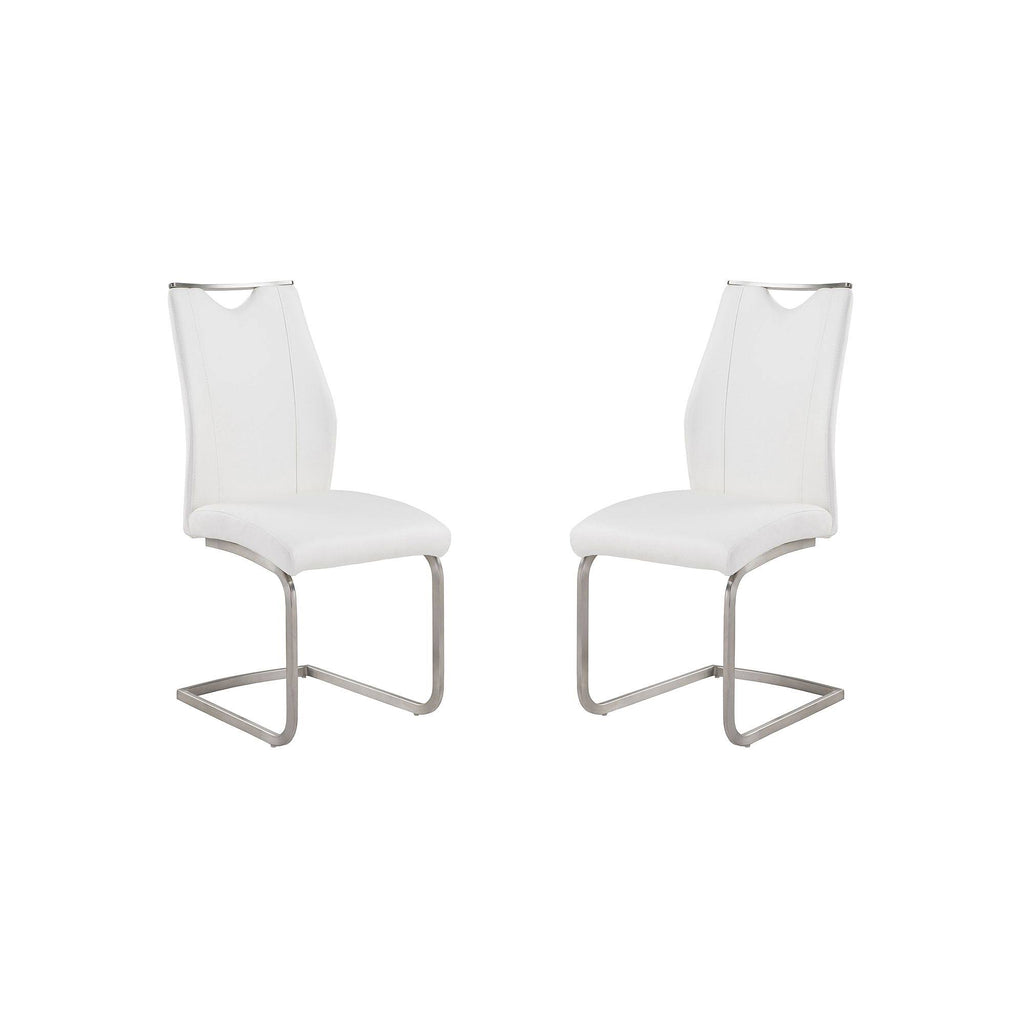 White and Stainless Steel Side Chair, Set of 2 O1783