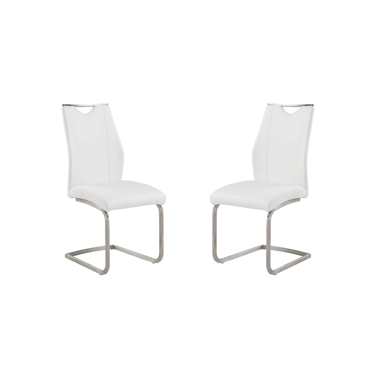 White and Stainless Steel Side Chair, Set of 2 O1783