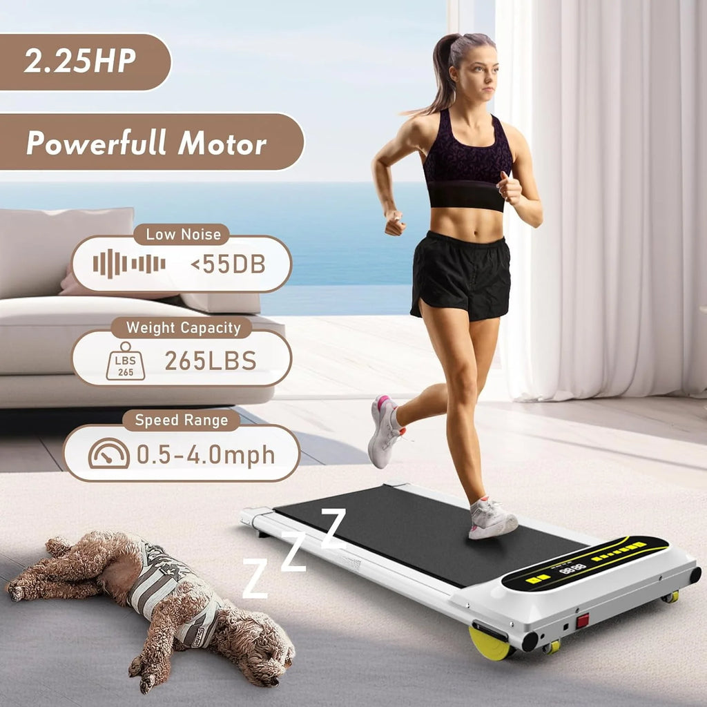 Walking Pad Treadmill Under Desk, 2.25HP Portable Mini Treadmill White U340