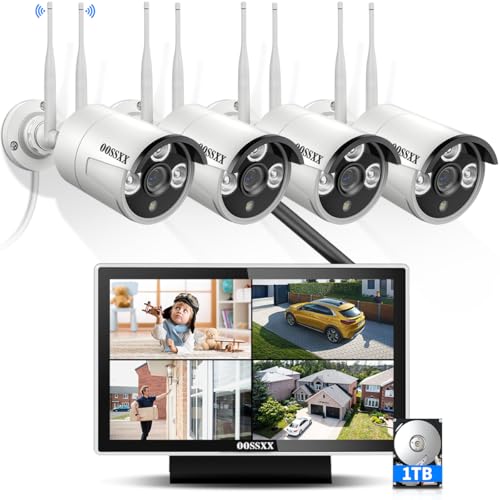 2K 3.0MP Wireless Security Camera System with 2TB Hard Drive, 4Pcs Outdoor WiFi Security Cameras P223058