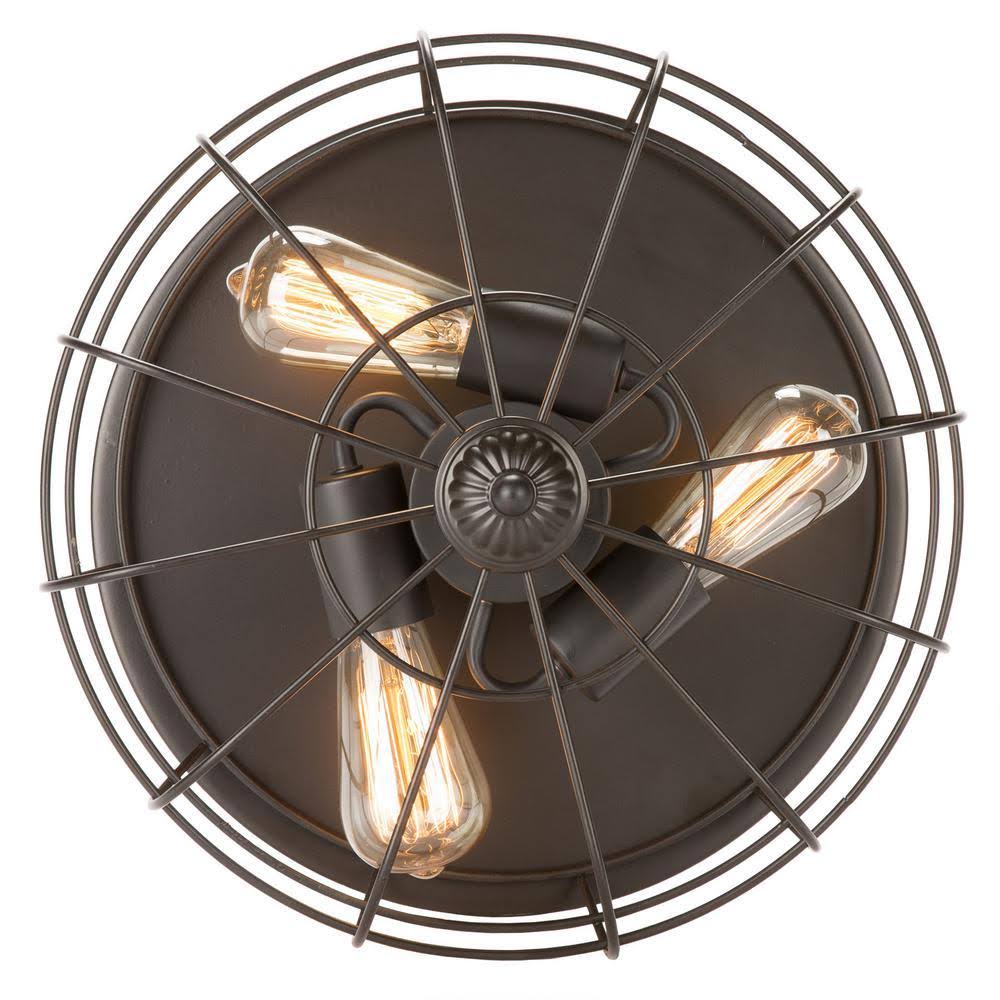 Industrial 3-Light Oil Rubbed Bronze Flush Mount L128602