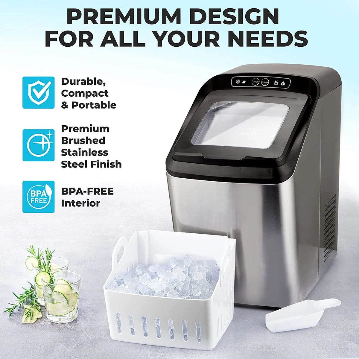 Countertop Nugget Ice Maker Stainless Steel L604