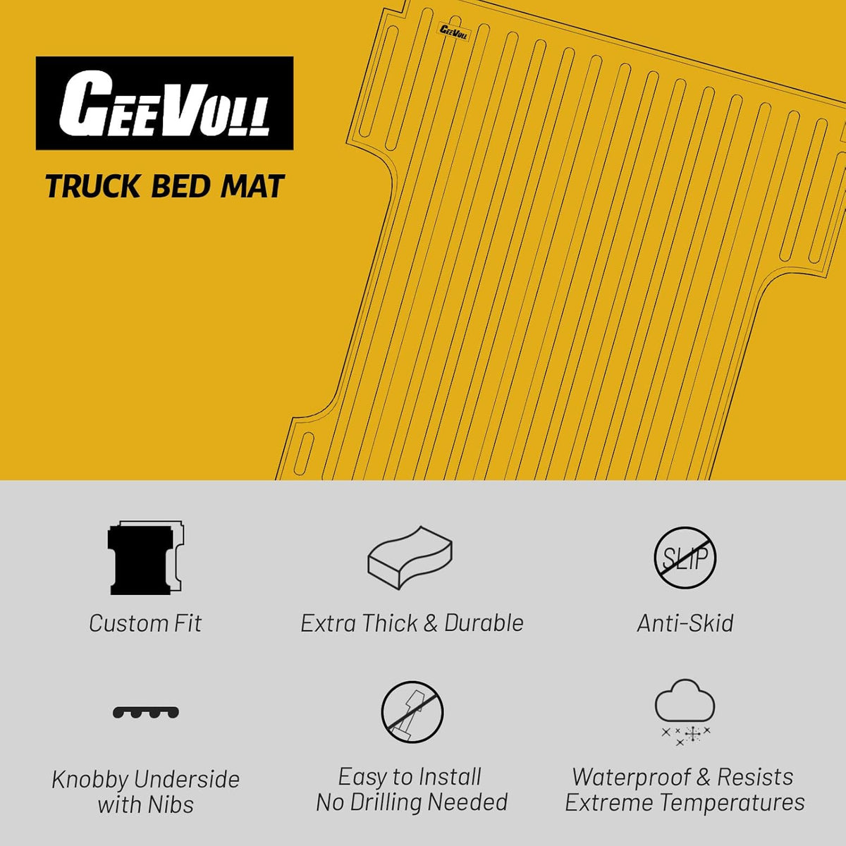 Heavy Duty Rubber Truck Bed Mat Black H3555