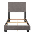 Gray Fabric Upholstered Twin Bed with Headboard H22095
