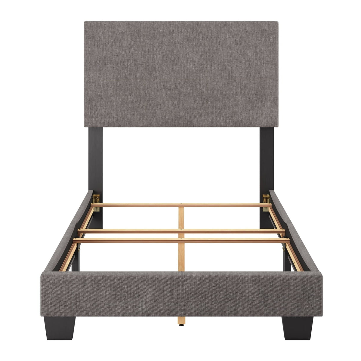Gray Fabric Upholstered Twin Bed with Headboard H22095