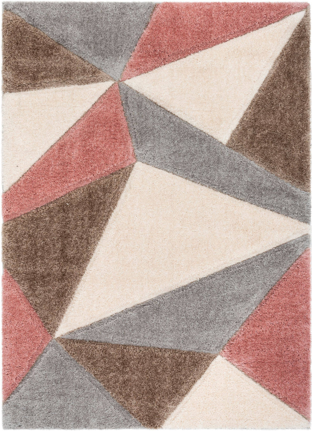 Shag Grey Blush 3D Textured Thick Soft Rug R241
